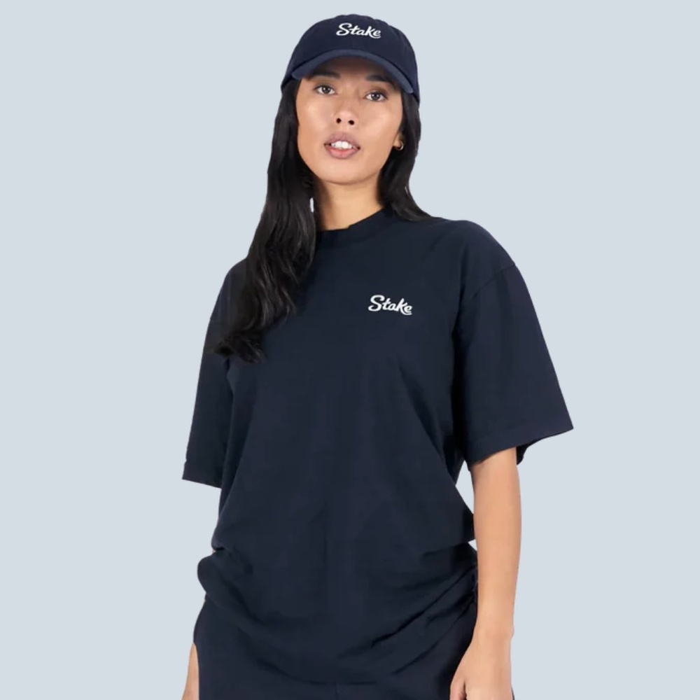 NWOT Stake- WHITE ON NAVY STAKE T-SHIRT